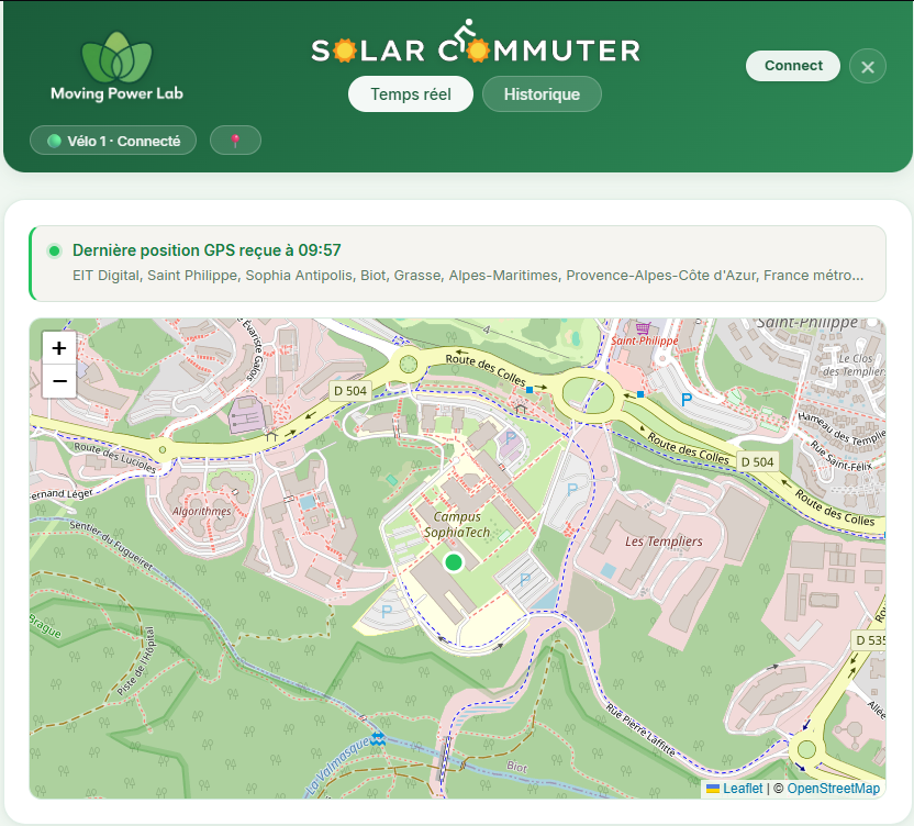 Application Solar Commuter — localisation GPS